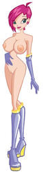 1girls 4kids_entertainment big_breasts dk elbow_gloves gloves hand_on_stomach high_heel_boots high_heels innie_pussy nickelodeon rainbow_(animation_studio) riffsandskulls smile tecna winx_club