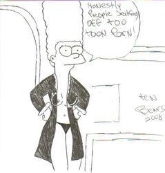 2008 breasts clothing female female_only front_view human hyper_eyes marge_simpson monochrome nipples sketch solo standing tagme the_simpsons