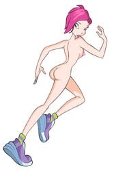 1girls 4kids_entertainment dk human looking_back nickelodeon nude rainbow_(animation_studio) riffsandskulls running shoes tecna winx_club