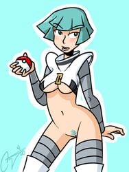 color female female_galactic_grunt female_only female_team_galactic_grunt front_view galactic_grunt hair holding holding_poke_ball human nintendo poke_ball pokemon pokemon_dppt short_hair solo standing tagme team_galactic team_galactic_grunt team_galactic_grunt_(female) vulva