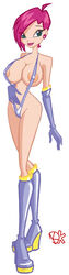 1girls 4kids_entertainment big_breasts dk elbow_gloves female gloves high_heel_boots high_heels looking_at_viewer nickelodeon rainbow_(animation_studio) riffsandskulls sling_bikini smile solo string_bikini tecna winx_club