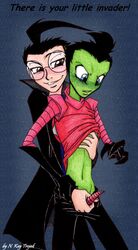 2boys alien coat dib gay glasses green_skin handjob human invader_zim male male_only n._kay_trojak penis smooth_skin yaoi zim