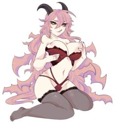 1girls breasts demon digiv1ce female funamusea horns huge_breasts lil_(funamusea) nude solo