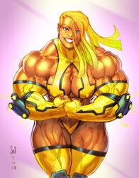 bling! blonde_hair electricity extreme_muscles female huge_muscles jed_dougherty muscular_female