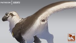 2019 ambiguous_gender animal_genitalia ass beak cloaca dakotaraptor dinosaur dromaeosaurid feathered_dinosaur feathers feral qwertydragon reptile saurian_(game) scalie solo theropod