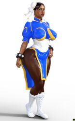 2019 3d big_breasts boots bracelets capcom celebrity chinese_dress chun-li chun-li_(cosplay) clothing commission cosplay dark-skinned_female dark_skin female fishnets musician nicki_minaj qipao spiked_bracelet street_fighter thick_thighs transparent_background xskullheadx