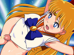 arms_up bishoujo_senshi_sailor_moon blonde_hair blue_eyes blush blushing bow breasts cameltoe censored clothing cum cumming elbow_gloves erect_nipples erect_nipples_under_clothes female female_focus from_behind gloves grinding hairbow half-dressed huge_breasts huge_nipples jewelry large_breasts leotard long_hair looking_down minako_aino mouth_open open_mouth penis pussy roze_(artist) rubbing sailor_collar sailor_uniform sailor_venus skirt_removed sweat tiara uniform white_gloves wide-eyed