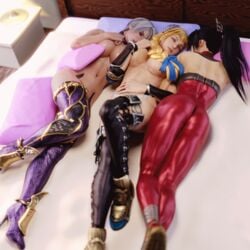 3d 3girls adeptusinfinitus ass big_breasts bimbo blonde_hair breasts cleavage cuddle_pile cuddling dat_ass female female_only high_heels isabella_valentine kunoichi large_breasts long_hair milf sleeping sophitia_alexandra soul_calibur taki yuri