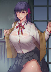 ctrlz77 fate/stay_night fate_(series) matou_sakura nopan pussy skirt_lift wet