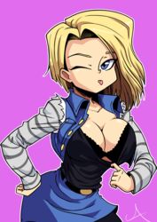 1girls alan-marlon alan_marlon ald_arts android_18 blonde_hair blue_eyes breasts cleavage curvaceous curvy dragon_ball dragon_ball_(classic) dragon_ball_fighterz dragon_ball_super dragon_ball_z female huge_breasts large_breasts milf short_hair voluptuous wide_hips