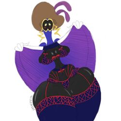 big_ass big_breasts disney drawsputin dress flashing gloves hat heartless huge_ass huge_hips huge_thighs kingdom_hearts kingdom_hearts_iii parasol_beauty square_enix thick_thighs wasp_waist white_background yellow_eyes yellow_hair