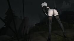 1girls 3d animated ass female female_only high_heels nier:_automata no_sound solo spanking standing video weebstank white_hair yorha_2b