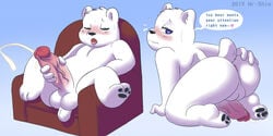 <3_eyes 2019 all_fours anthro anus ass backsack balls blush cartoon_network chair closed_eyes cum cumshot ejaculation erection feet half-closed_eyes heart ice_bear inviting looking_at_viewer looking_back male male_only mammal masturbation multiple_images nude open_mouth orgasm pawpads penile_masturbation penis perineum polar_bear presenting shinsuke simple_background sitting slightly_chubby solo spread_butt spreading sweat thick_thighs tongue tongue_out ursid ursine vein veiny_penis we_bare_bears