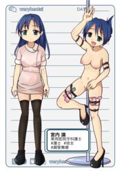 aqua_eyes blue_hair breasts female navel nipples nude nurse pussy tagme thighhighs uniform weryhentai