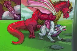 anal animal_genitalia ass draegonis dragon feral genital_slit knot looking_pleasured loren male outside penetration penis scalie sex size_difference slit winddragon wing_grab wings yaoi