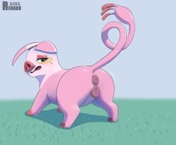 absurd_res anus ass blush blush_lines domestic_pig embarrassed female feral generation_9_pokemon genitals hi_res mammal nintendo oinkologne pokemon pokemon_(species) puffy_anus quadruped rear_view renabu shiny_pokemon solo suid suine sus_(pig) vulva