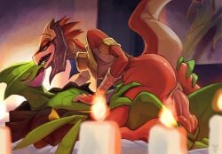 2025 anthro anthro_on_anthro anthro_penetrated anthro_penetrating anthro_penetrating_anthro ass blue_eyes digital_media_(artwork) duo erection ever_oasis female female_penetrated fingers generation_3_pokemon genitals green_body green_tail hi_res inside kissing male male/female male_penetrating male_penetrating_female miura nintendo open_mouth penetration penile penile_penetration penis penis_in_vagina pokemon pokemon_(species) pussy red_body red_tail sceptile sex tail teeth tenebscuro tongue vaginal_penetration vulva