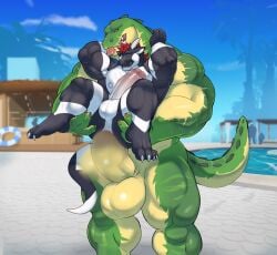 abs anal anal_sex anthro aroused aroused_face ass balls barazoku biceps big_balls big_penis black_body blue_eyes butt_grab carrying_another carrying_partner carrying_position crocodile crocodilian dragon duo erection from_behind_position genitals green_body hair hand_on_butt hi_res horn huge_cock league_of_legends lifeguard looking_down looking_pleasured mafekoba male male/male markings motion_blur muscular muscular_anthro muscular_male mythological_creature mythological_scalie mythology nipples orgasm_face pecs penetration penis pool_party_renekton red_hair renekton reptile riot_games rough_sex scalie seductive sex shy size_difference smile smirk spread_butt spreading steam swimming_pool tail tattoo teeth telius tencent thick_penis tongue tongue_out triceps vein veiny_penis yellow_eyes