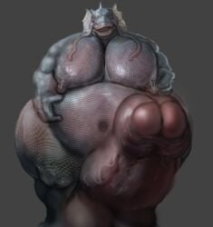 animal_humanoid anthro balls belly big_balls big_belly breasts curvy_figure dc_comics fish fish_hooking fish_king_(dc) genitals hi_res hohohonse huge_balls humanoid hyper hyper_balls hyper_genitalia male male/male marine marine_humanoid moobs muscular muscular_anthro narrowed_eyes nipples pecs penis presenting presenting_penis scales scalie seductive slightly_chubby solo vein veiny_penis voluptuous_male
