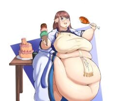 belly belly_fat belly_fetish belly_focus belly_overhang big_belly drunk_butterfly exposed_fat_belly fat fat_belly fat_female fat_fetish fat_thighs female female_focus female_only monster_girl morbidly_obese_female obese overweight_female stuffed_belly stuffing_(food)