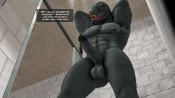 16:9 3d_(artwork) 4k abs absurd_res anthro balls bathing bathroom biped digital_media_(artwork) english_text epic_games erection feet fortnite genitals glans hi_res humanoid humanoid_feet humanoid_genitalia humanoid_penis komodo_dragon lizard male male_anthro meteorsmash monitor_lizard muscular muscular_anthro muscular_male nude nude_anthro nude_male pecs penis plantigrade red_eyes reptile scalie shower shower_room showering solo text thunder_(fortnite) widescreen