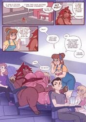 1bit-deviant anthro ass big_breasts big_butt bovid bovine breast_expansion breasts cattle comic duo expansion female female/female hi_res huge_breasts mammal multi_breast overweight theater transformation weight_gain