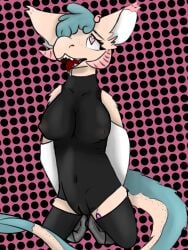 anthro bodysuit breasts clothed clothing crackers(crackersdafloof) droogle egg_vibrator female fur genitals hi_res nipples open_mouth pussy seaside(crackers) sex_toy simple_background skinsuit solo tail tight_clothing vibrator vulva