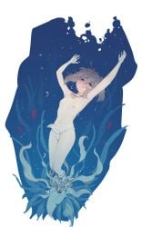 aged_down asphyxiation black_eyes black_hair breasts corpse death drowned drowning empty_eyes female female_only fundoshi kayo_(rou) navel necklace nipples original original_character rou_(rou22) seaweed small_breasts solo solo_female topless underwater