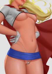 2d blonde_hair dc dc_comics female female_only g-string hourglass_figure microskirt miniskirt someuselessdemon supergirl superman_(series) tagme thong useless_clothing