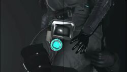 1boy 1girl camera camerawoman camerawoman_(skibidi_toilet) female hand_on_thigh head_between_legs head_between_thighs headscissor legs_around_head likes male plunger_cameraman_(skibidi_toilet) skibidi_toilet