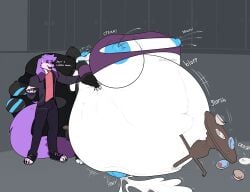 2024 ass belly big_belly big_butt blue_blush blue_penis blush bodily_fluids bottomwear breast_milking clothing cum domestic_cat ejaculation felid feline felis fur furniture genital_fluids genitals hair hi_res huge_belly huge_butt hybrid hyper hyper_belly hyper_butt kay_(cookiemelon) lactating lagomorph leporid long_tail mammal onomatopoeia penis poppy_(toffeepop) puffed_cheeks purple_body purple_fur purple_hair purple_tail rabbit sound_effects table tail text topwear torn_bottomwear torn_clothing torn_topwear watermark white_belly white_body white_fur xxwolf_buttxx