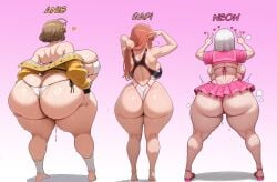 ai_generated anis_(nikke) ass_focus goddess_of_victory:_nikke neon_(nikke) rapi_(nikke) suggestive_pose sweaty_body swimsuits