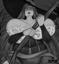 big_breasts breasts dragons_crown fanart female huge_boobs huge_breasts magician manga_style massive_breasts msoquera_joshua scared sexy sexy_witch sorceress witch witch_hat