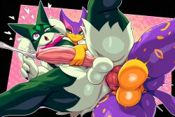 <3 <3_eyes ai_generated anal anal_orgasm anal_penetration animal_genitalia animal_penis anthro anthro_on_anthro balls big_balls big_penis bodily_fluids canine_penis cum cum_while_penetrated cumming_together cumshot duo ejaculation erection fur generation_5_pokemon generation_9_pokemon genital_fluids genitals girly green_fur gynomorph handjob handjob_while_penetrating hellsonger intersex knot liepard looking_pleasured male male/male male_penetrated male_penetrating male_penetrating_male mammal meowscarada nintendo open_mouth orgasm penetration penile penis penis_in_ass penis_size_difference pokemon pokemon_(species) reach_around sex simple_background spread_legs thick_thighs