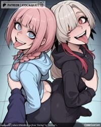 +_+ 2futas 2girls 3girls :p ahe_gao ai_generated ass bangs bathroom blue_eyes blunt_bangs blush braid breast_grab breast_lift breasts bulge cockquette covering_breasts crazy_eyes eyebrows_visible_through_hair female forked_tongue futanari glowing grabbing grabbing_from_behind grabbing_own_breast groping guided_breast_grab hair_over_one_eye hand_on_another's_chest hand_on_breast hand_on_own_chest heart heart-shaped_pupils honeycomb_(pattern) honeycomb_background hood hood_down hooded_jacket hoodie hypnosis intersex long_hair long_tongue looking_at_viewer mind_control multiple_girls naughty_face open_mouth oral_invitation pink_hair saliva self_fondle sharp_teeth silk silver_hair single_braid smile spider_web straight symbol-shaped_pupils tagme teeth tile_floor tile_wall tiles tongue tongue_out tongue_piercing yellow_eyes you_gonna_get_raped