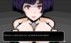 1boy 1girls about_to_cum adorable_face akemi_ito echoes_of_the_town female indie_game male paizuri pixel_art pixelated pixels premature_ejaculation purple_hair red_eyes short_hair town
