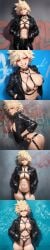 abs ai_generated areola_slip areolae bdsm_gear bdsm_harness bdsm_outfit blonde_female blonde_hair breasts cameltoe collar female female female_abs female_focus female_only graffiti graffiti_on_wall harness leather leather_clothing leather_harness leather_jacket leather_pants looking_at_viewer looking_pleasured medium_breasts milf mitsuki_bakugou multiple_images multiple_panels my_hero_academia navel nipple_bulge nipples nipples_visible_through_clothing red_eyes ring_harness sexy short_hair smiling smiling_at_viewer smirking smirking_at_viewer solo solo_female spiky_hair string_panties