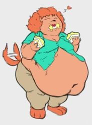 1girls anthro belly belly_overhang breasts cake canine canine canine_humanoid closed_eyes closed_eyes dessert eating eating_food family_guy fat female female_focus female_only furry heart heart_symbol hips lois_griffin lois_griffin_(dog_universe) milf mother mother orange_hair overweight overweight_female stomach tail_wagging thick_thighs thighs weight_gain wide_hips woahdangman