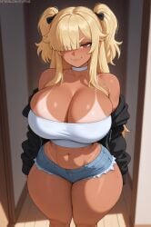 1girls ai_generated blonde_hair breasts character_request copyright_request female female_focus female_only large_breasts light-skinned_female light_skin looking_at_viewer original_character solo stuffyai tan_body tan_skin tanlines tanned tanned_skin thick_thighs thighs wide_hips