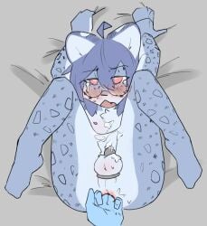 ahe_gao ahoge anal anal_fingering anal_orgasm anthro anus ass ball_tuft balls balls_blush blue_body blue_fur blue_hair blush blush_lines bodily_fluids body_blush chastity_cage chastity_cage_only chastity_device chastity_device_only chest_tuft cum cum_on_balls cum_on_belly cum_on_body cum_on_chastity_cage cum_string cute_fangs disembodied_hand ejaculation eyewear fangs felid fingering fingers fur genital_fluids genitals glasses grabbing_sheets hair hands-free hands_behind_head high-angle_view kemono legs_in_air legs_up leopard_spots looking_pleasured male mammal nipples nude nude_anthro nude_male open_mouth orgasm orgasm_face pantherine pink_eyes prostate prostate_orgasm prostate_stimulation raised_leg round_glasses shen_(snepause) simple_background snepause snow_leopard spots spread_legs spreading tears teeth tuft wearing_chastity_cage wearing_chastity_device
