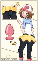 1boy ass ball_bulge balls blush bulge buttplug clothed cosplay crossdressing embarrassed femboy girly hilbert_(pokemon) human male male_only nintendo penis penis_bulge pokemon pokemon_bw pokemon_bw2 rosa_(pokemon)_(cosplay) sex_toy sissy skirt spandex text tight_clothing tomgirl trap twitter_username url watermark