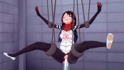 3d asian asian_female bobasooba bodysuit breasts cindy_moon cum cumflated_belly cumflation excessive_cum female heroine interspecies koikatsu marvel masked_female restrained scarf silk_(marvel) spandex spider-man_(series) superhero_costume superheroine tentacle thick_thighs