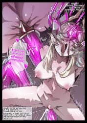 adjusting_hair blonde_hair blush brainwash brainwashed brainwashing breasts cleavage defeat defeat_sex defeated defeated_hero defeated_heroine detached_sleeves dress earrings english_text feather_earrings feathers female female flower genshin_impact hair_between_eyes hair_flower hair_ornament jewelry lumine_(genshin_impact) medium_breasts mind_break mind_control mindbreak miwerjooggetser navel raped scarf shirt short_hair_with_long_locks sleeveless sleeveless_dress thighs white_dress white_romper white_scarf yellow_eyes