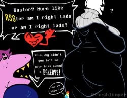 ass_focus bbw big_ass breasts deltarune fem_gaster funny gaster huge_ass huge_breasts kris_(deltarune) lego rule_63 soul_(deltarune) soul_(undertale) susie_(deltarune) text theshlumper thick_ass thick_thighs undertale undertale_(series)