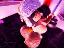 1girls 3d big_ass big_breasts black_hair blush breasts donquiotedd exposed_breasts female female_only fishnet_legwear fishnets glasses hat pole roblox roblox_avatar robloxian self_upload strip_club stripper stripper_pole sweat thick_thighs thong thong_bikini ushanka