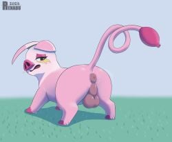 absurd_res anus ass backsack balls blush blush_lines domestic_pig embarrassed feral generation_9_pokemon genitals hi_res male mammal nintendo oinkologne perineum pokemon pokemon_(species) puffy_anus quadruped rear_view renabu shiny_pokemon solo suid suine sus_(pig)
