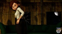 3d artist_name ass breasts brown_eyes brown_hair clothed couch darkcet disney female female_only hand_on_ass hand_on_own_ass helen_parr highres huge_ass human indoors looking_at_viewer looking_back medium_breasts milf moon night open_mouth pants pixar presenting presenting_hindquarters shirt short_hair signature smooth_skin solo source_filmmaker standing the_incredibles thick_thighs tight_clothes watermark wide_hips
