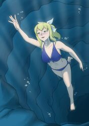 1girls alluring almost_to_surface bare_legs bikini blue_bikini bubbles cassandra_alexandra cleavage female megagogoman project_soul silf solo solo_female soul_calibur soul_calibur_ii soul_calibur_iii soul_calibur_vi swimming underwater
