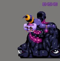 animated animation bee big_ass big_balls darkstalkers demon demon_girl exkrill kuromaru_(mugen) licking licking_ass licking_pussy m.u.g.e.n monster muscles muscular muscular_male pixel_art q-bee queen sex sex_slave sprite sucking_penis tentacle tongue vampire_savior