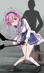 1girls animal_ear_hairband animal_ears aqua_hair bleeding_from_pussy blood blue_skirt blush bowtie braid braided_hair breasts colored_inner_hair curly_hair dragging dragging_pussy female genital_mutilation genital_torture gore guro headband headband_ears hololive light-skinned_female long_hair minato_aqua minato_aqua_(3rd_costume) multicolored_hair multiple_males object_insertion object_on_pussy pain painful peeing pink_hair pliers purple_eyes pussy pussy_visible_through_clothes rape ray_(pixiv30112908) scared torture_chamber vaginal_insertion white_jacket white_stockings